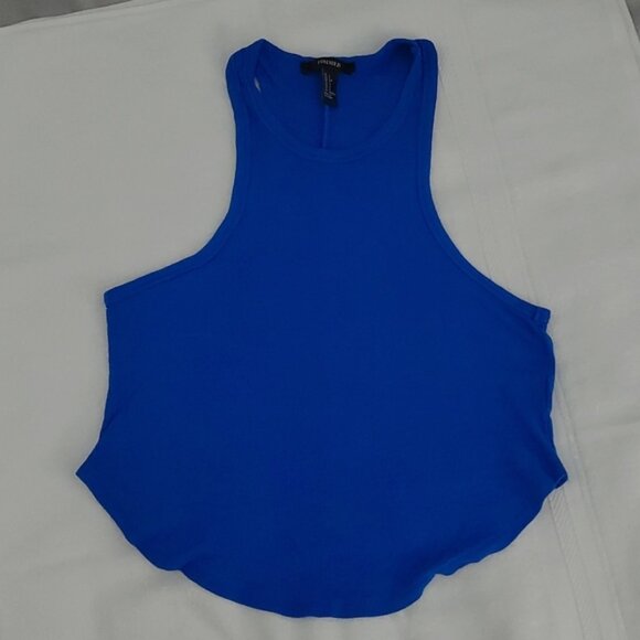 Forever 21 Cobalt Blue Razerback Narrow Collar Tank w Rounded trim- Size S - Picture 1 of 9